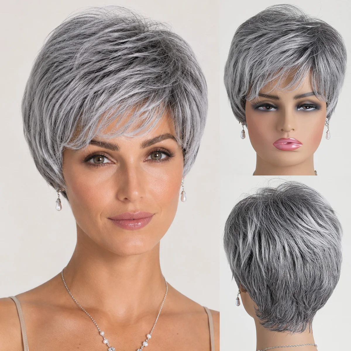 Mixed Color Short Curly 10 Inch Natural Synthetic Wig For Women Suitable For Daily Party Christmas Halloween Wedding Dance Party