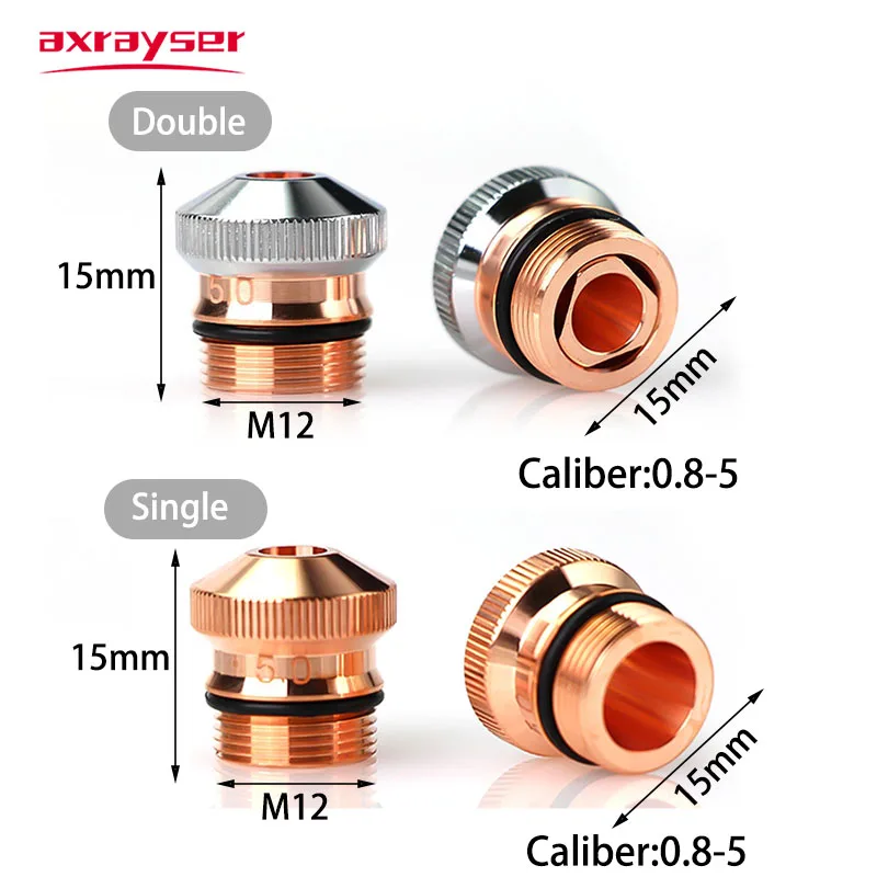 DNE Laser Nozzle Dia15mm Fiber Cutting Head Conusmables Chrome Plating Single Double Layers Caliber 0.8-5.0 OEM Original Factory