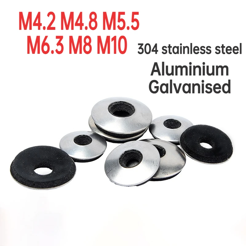 Composite Waterproof Gasket 304 Aluminium Galvanised Anti-loose Anti Slip Washer Drill TailScrew Roofing M4.2M4.8M5.5M6.3 M8 M10