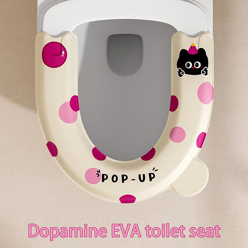 

1 шт. Подушка на сиденье для унитаза из ЭВА для бытовой ванной комнаты: дизайн в горошек и полуобертки, водонепроницаемая, устойчивая к пятнам и моющаяся