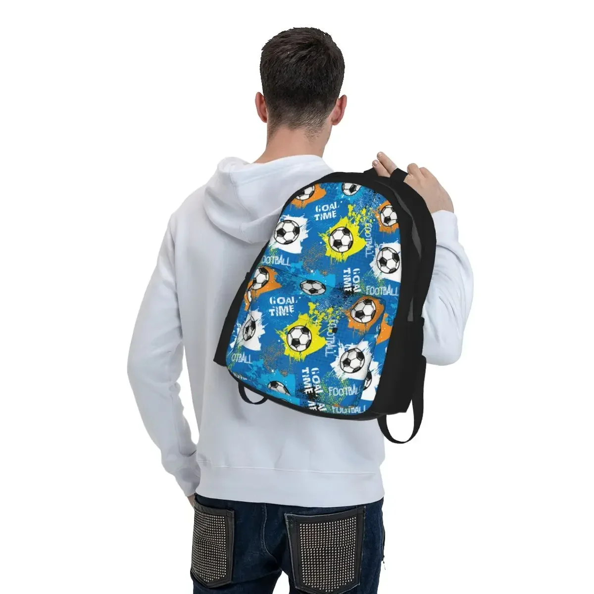 Football Graffiti Pattern Backpack Student BookBag Kids School Bag Laptop Shoulder Bags for Men Women