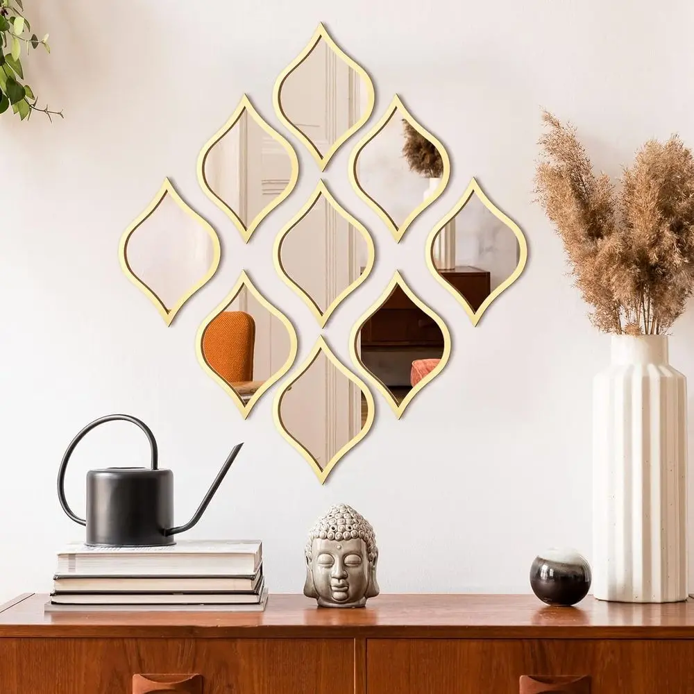 

9 Pcs Wall MirrDecorative Teardrop Gold Mirror Decor Acrylic Wall Mounted Decorations Art Boho Vintage armhouse Gits or Living R