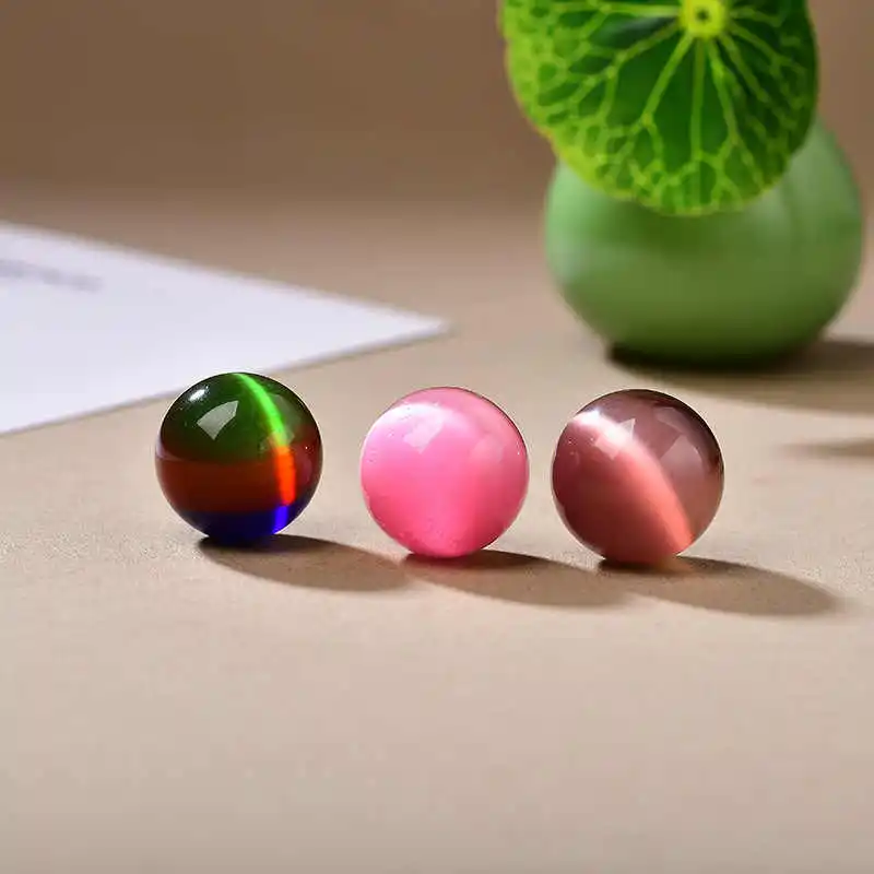 Dia  30mm  Crystal Ball Ornament Colorful Cat Eye Stone Home Aquarium Vase Decoration DIY Handicraft Garden Landscaping