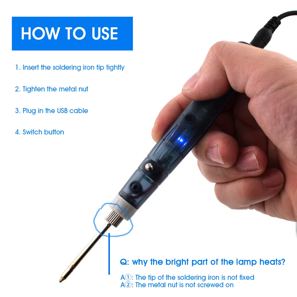 Mini fer à souder électrique portable 10W, USB, température 450 °C, 25s, kit de soudure avec 18 fils, veille automatique