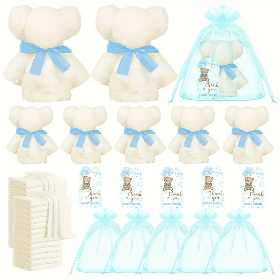 1/5/10/20/50/100pcs Gift for Her/Him (15 pieces), A Variety of Party Favors, Bear Towel Set—Includes 5 Plush Bear Towels, 5 Cute