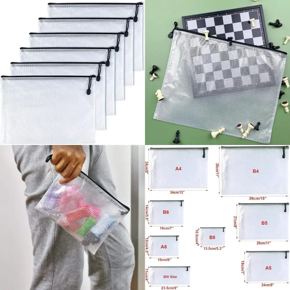 

-B4(11.5"x 15"), Mesh Zipper Pouch Document Folders Bag Plastic Zip File Folders for School Office Supplies, Travel, Organizing