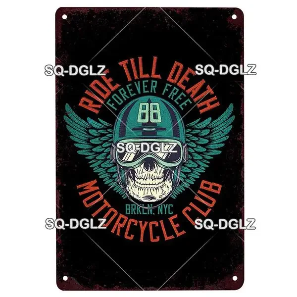 [SQ-DGLZ] Custom Bike Plaque Motorrad Metallschild Vintage Bar Möbel Platten Garage Schild Vintage Dekor Man Cave Dekoration