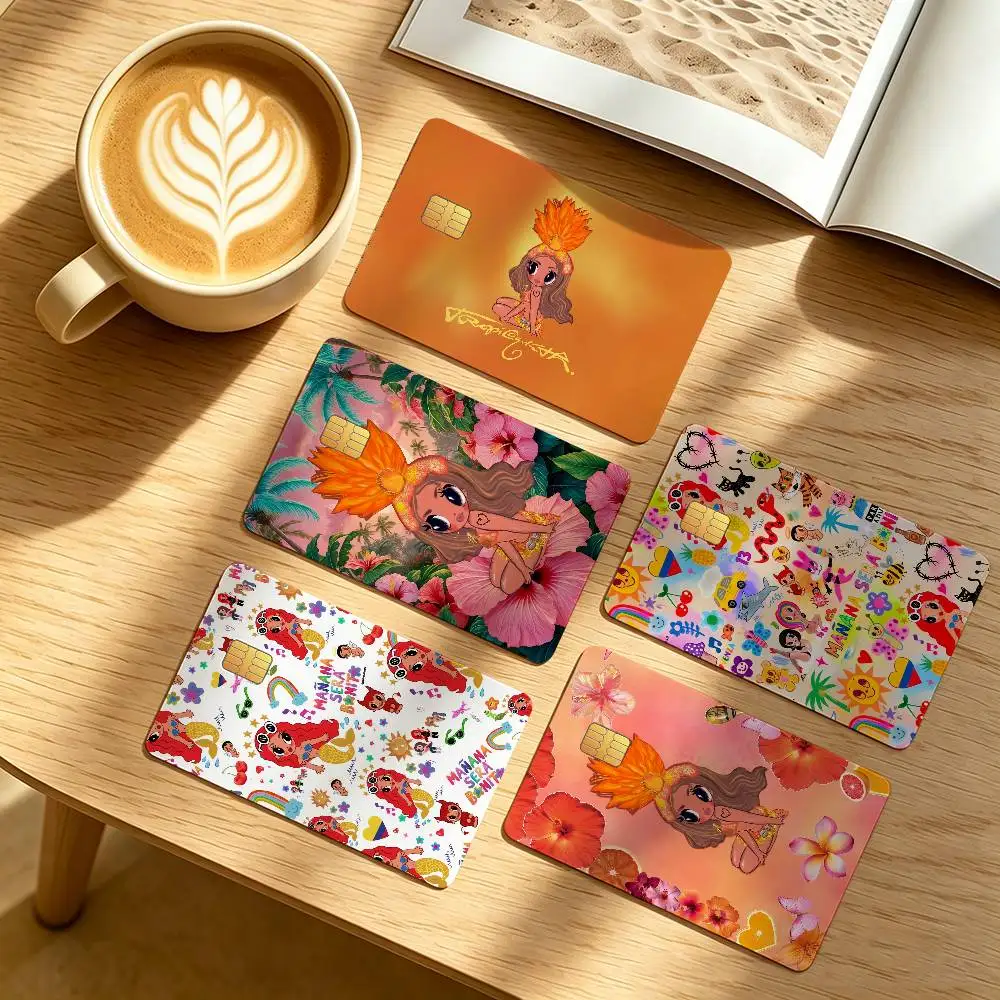 Singer Karol G Tropicoqueta 4Pcs Waterproof Scratch Resistant Card Skin Stickers Fashion Decorative for Credit Debit Bank