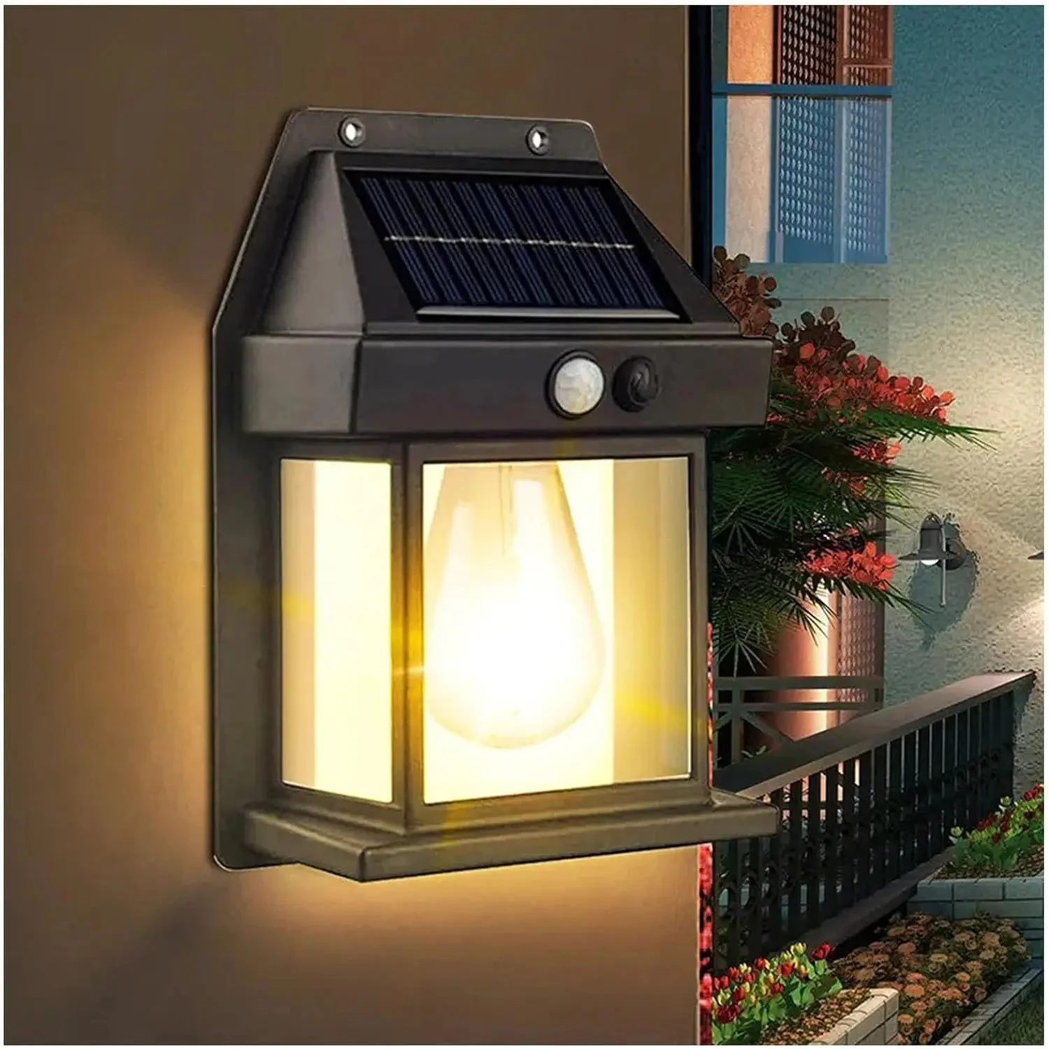 New Waterproof, Automatic Induction Outdoor Solar Wall Lamp with Tungsten Wire - Perfect for Balcony, Villa, and Courtyard Garde