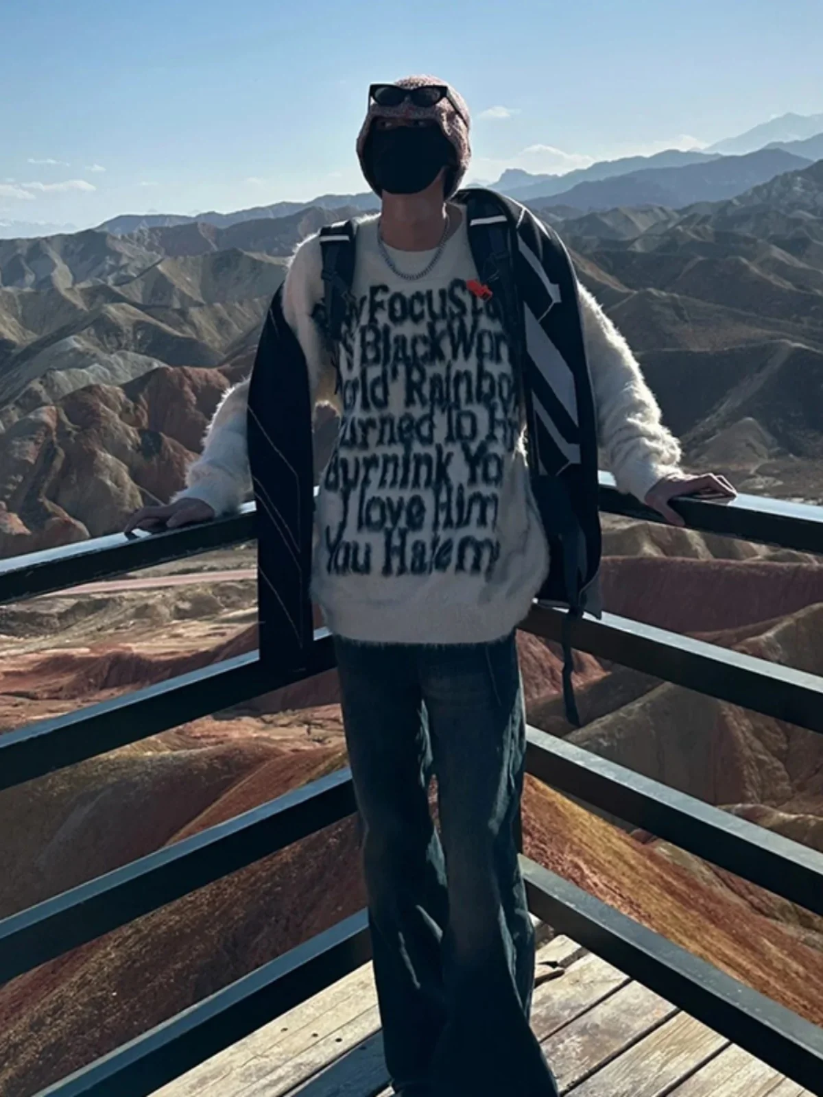 

Мужской зимний повседневный свободный свитер с круглым вырезом и длинными рукавами с крутым буквенным принтом для подростков