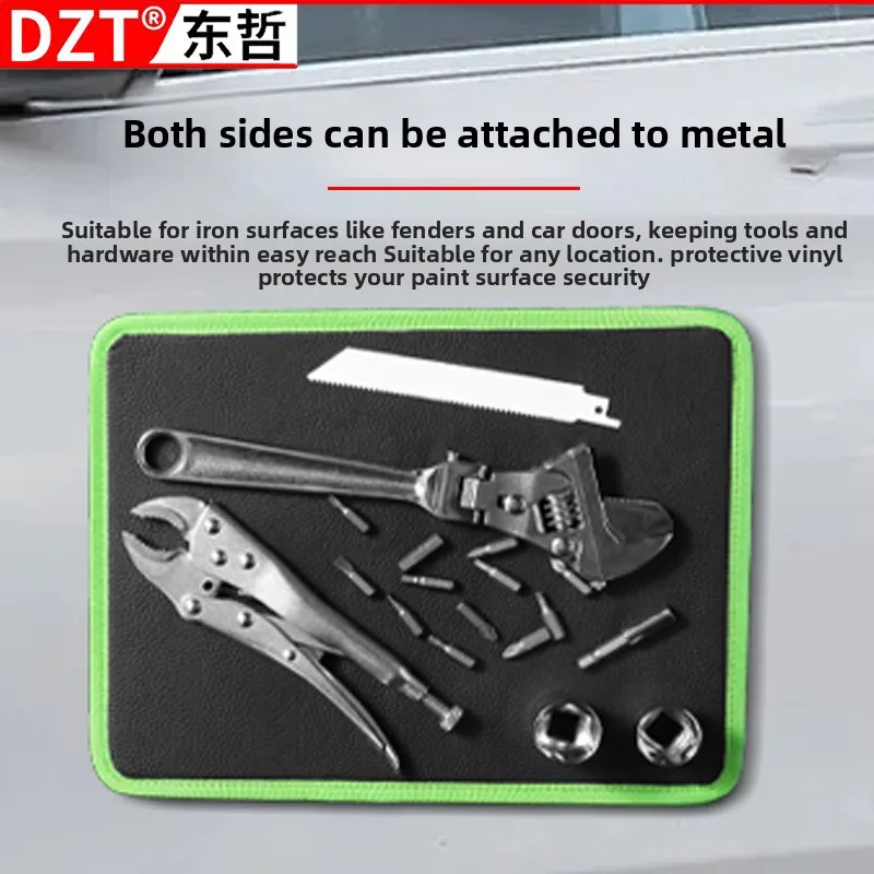 

Black Green Magnetic Tool Pad - Leather Plate Storage Pad with Screw Adsorption Function