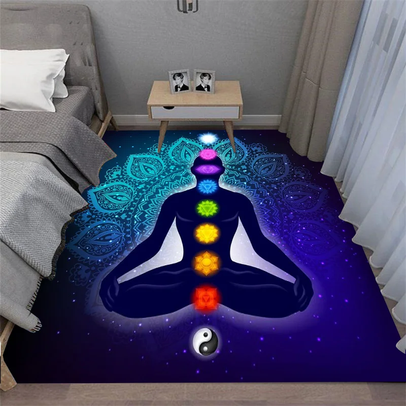 

3D Yoga Zen Naturalize Meditation Rainbow 7 Chakra Area Rug Carpet for Living Room Bedroom Sofa Doormat Decor Non-slip Floor Mat
