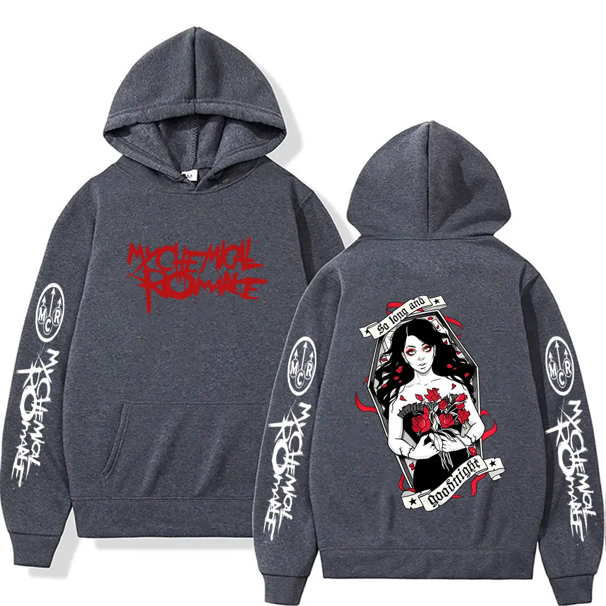 My Chemical Romance So Long and Goodnight Graphic Hoodie Men Women Punk Emo Rock Oversized Hooded Tracksuit Male Casual Hoodies