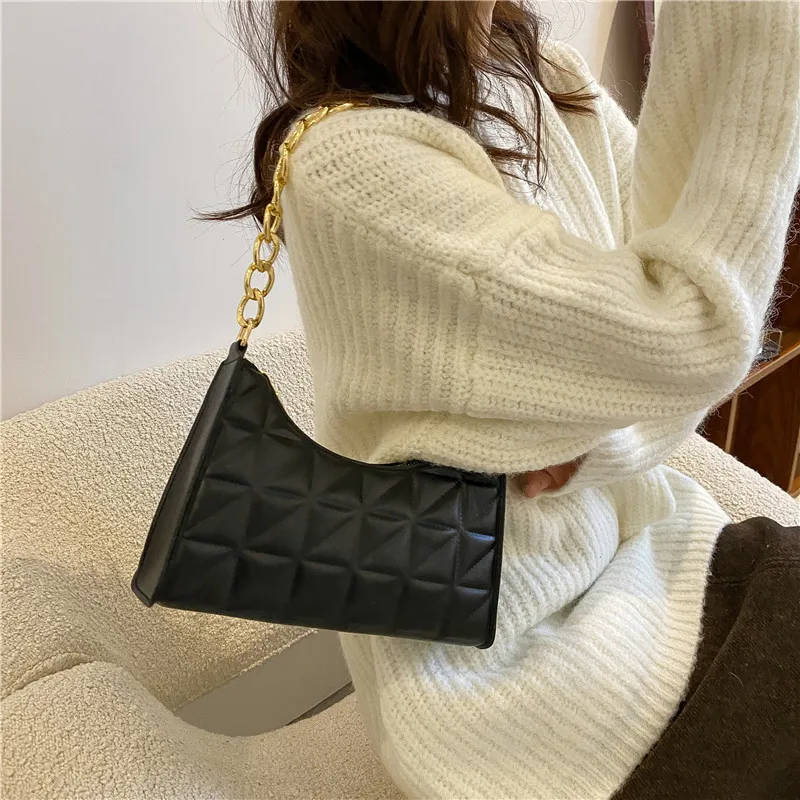 New Bag for Women, Trendy Korean Version Diamond Grid Contrasting Single Shoulder Underarm Bags