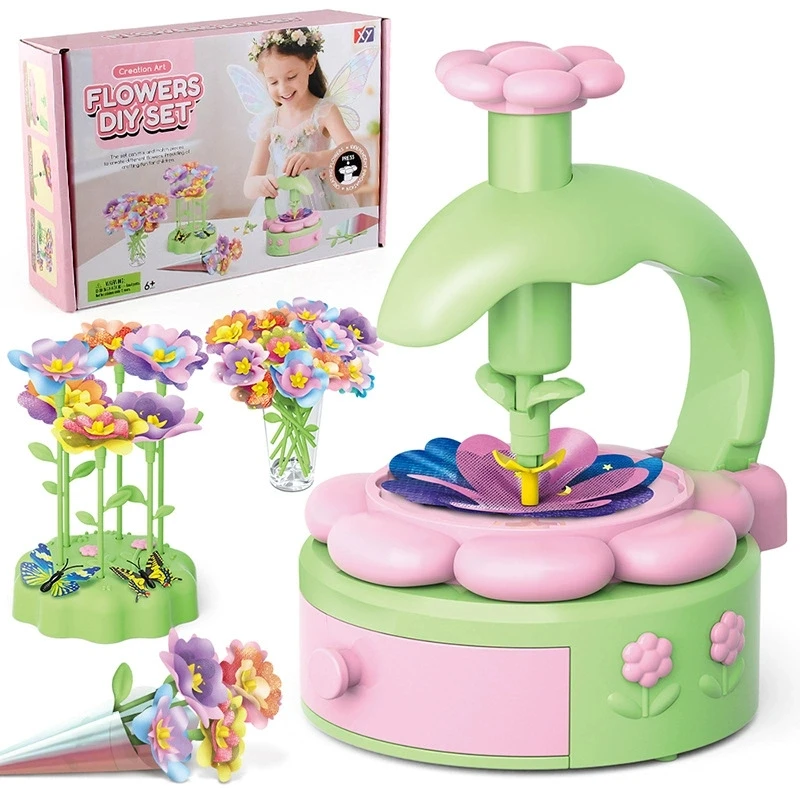 Handmade DIY Simulation Bouquet Set Embossing Machine Toys DIY Flower Craft Kit Parent Child Interactive Puzzle Toys Girls Gifts