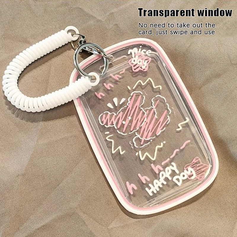 كلب سعيد-حامل صور شفاف ، 3 بوصة ، سلسلة مفاتيح ، لبطاقة الطالب والحافلة والطالب