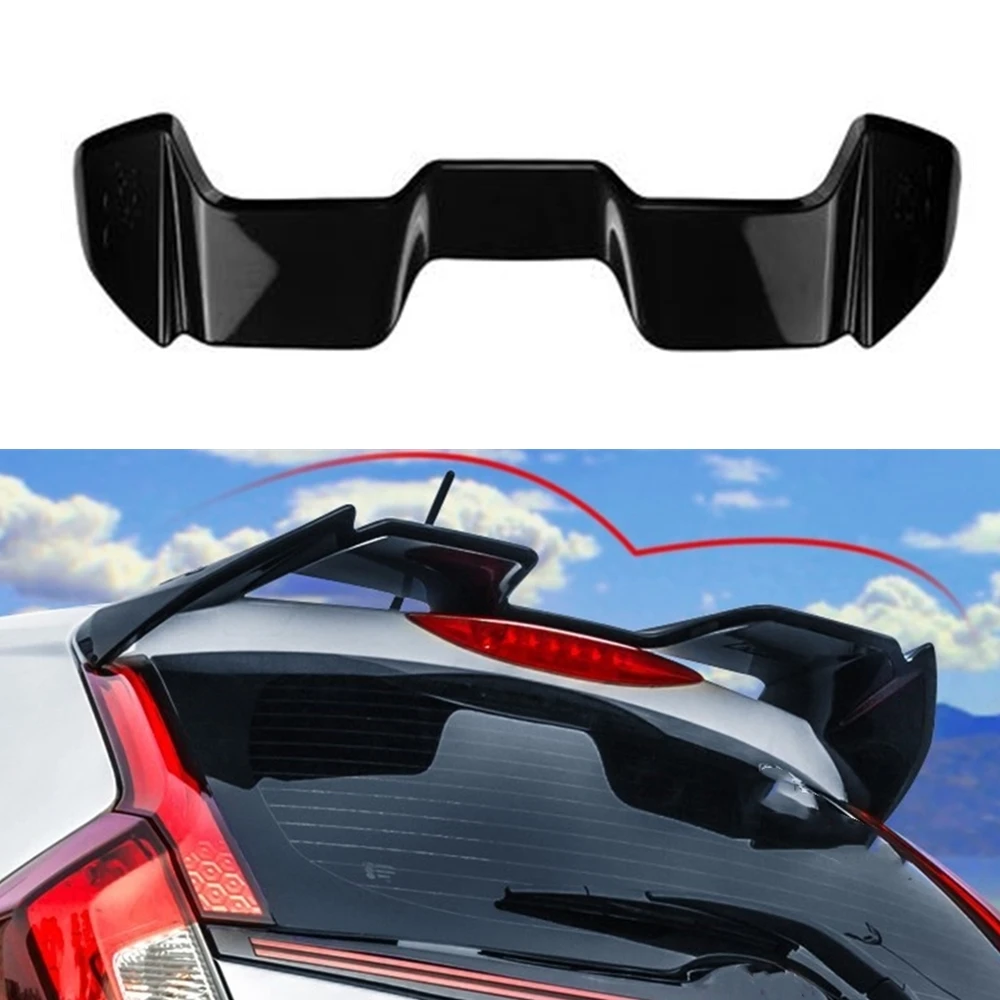 

For Honda Fit GK5 Jazz Hatchback 2015-2019 YOFER Rear Spoiler Wing Black Car Tailgate Lid Trunk Window Upper Roof Splitter Lip