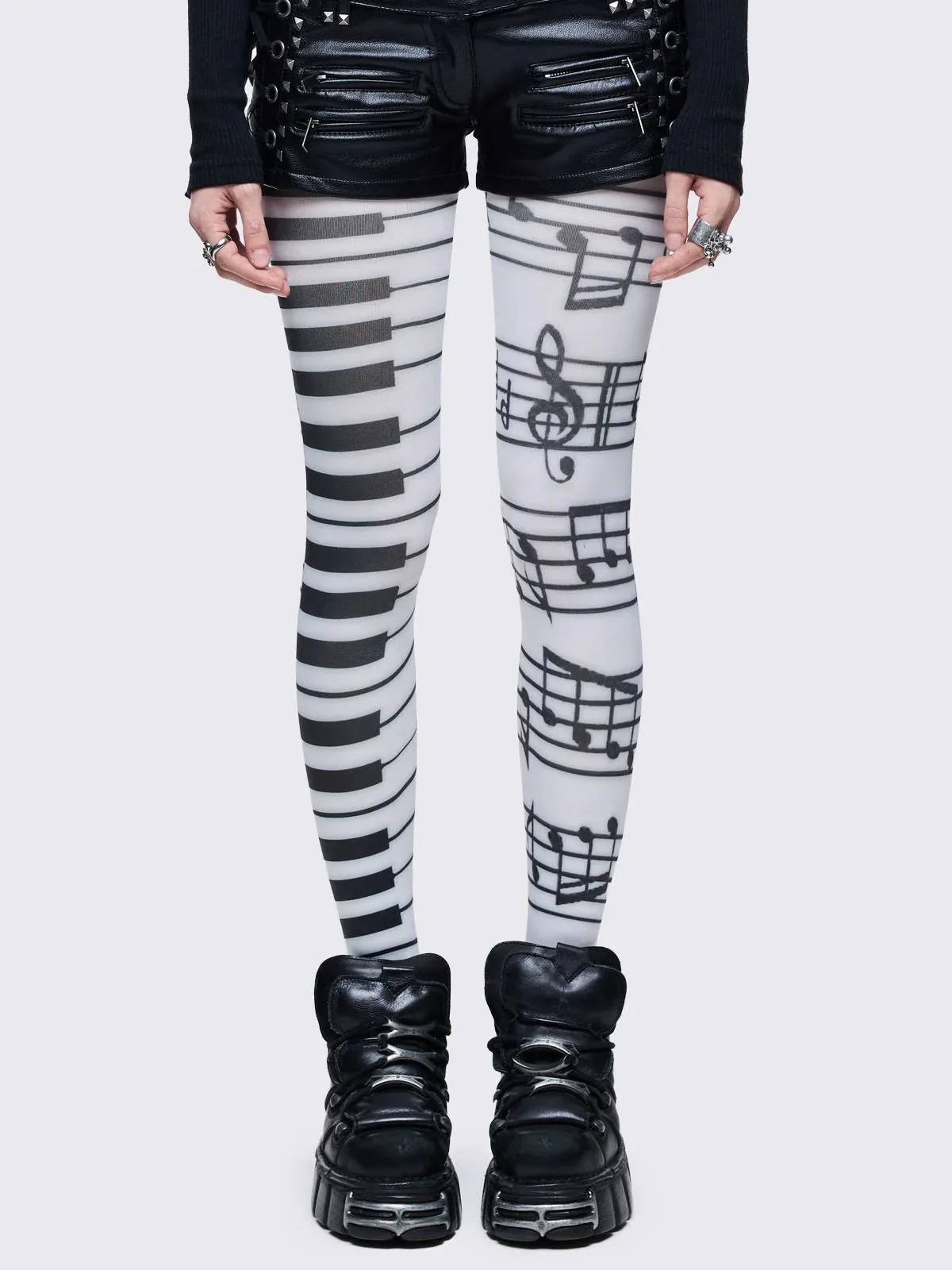Women's tights, stockings, piano music elements, printed Korean Y2K Japanese style, elastic stockings, new style