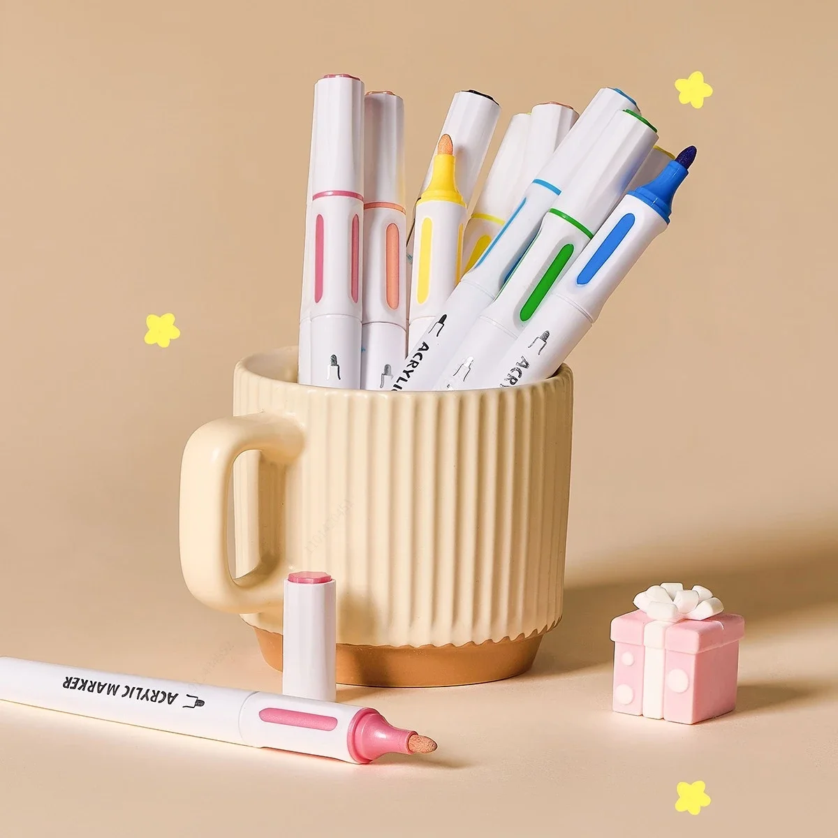 36/12 لونًا قابل للغسل من الأكريليك أقلام خطاط (ماركر) علامات تلوين متوسطة الطرف مجموعة لوازم فنية للأطفال الصخور والنسيج والرسم #6