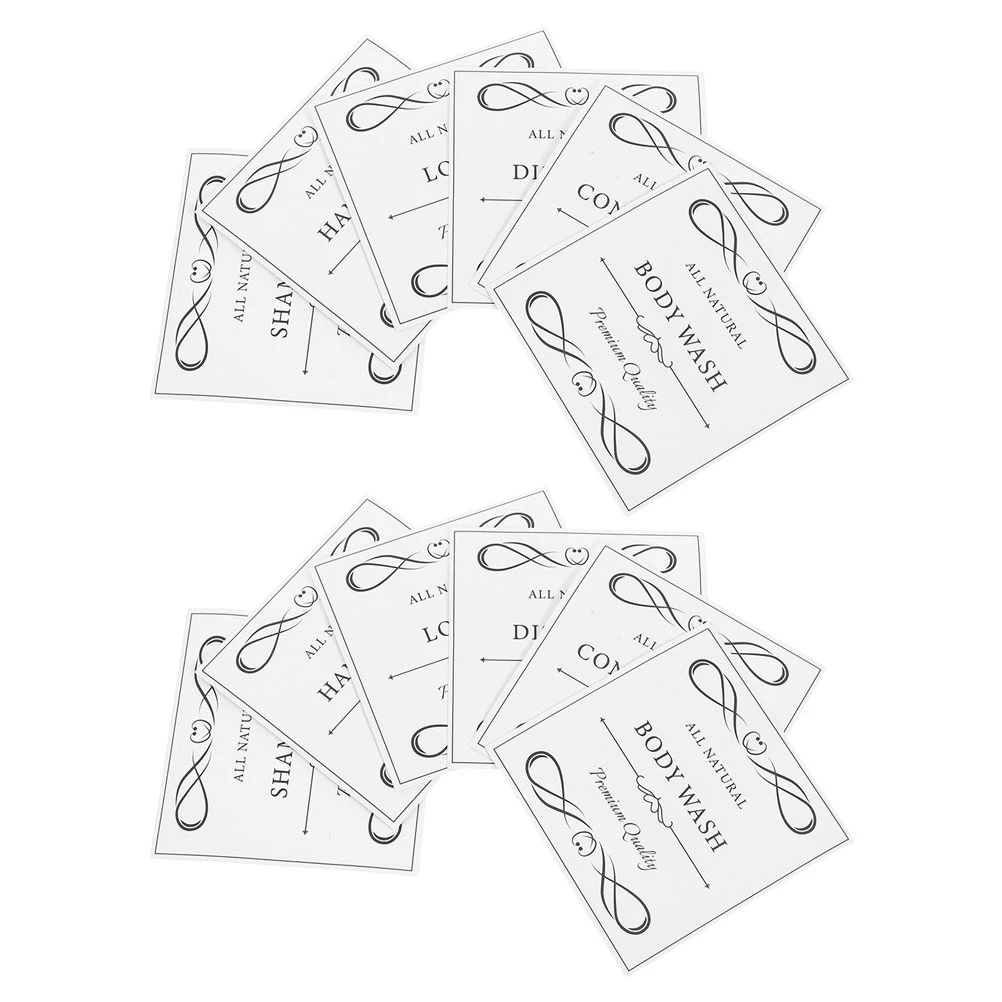 

12Pcs Waterproof Self-Adhesive PVC Bathroom Stickers Soap Dispenser Labels for Hand Soap Lotion Shower Bottles