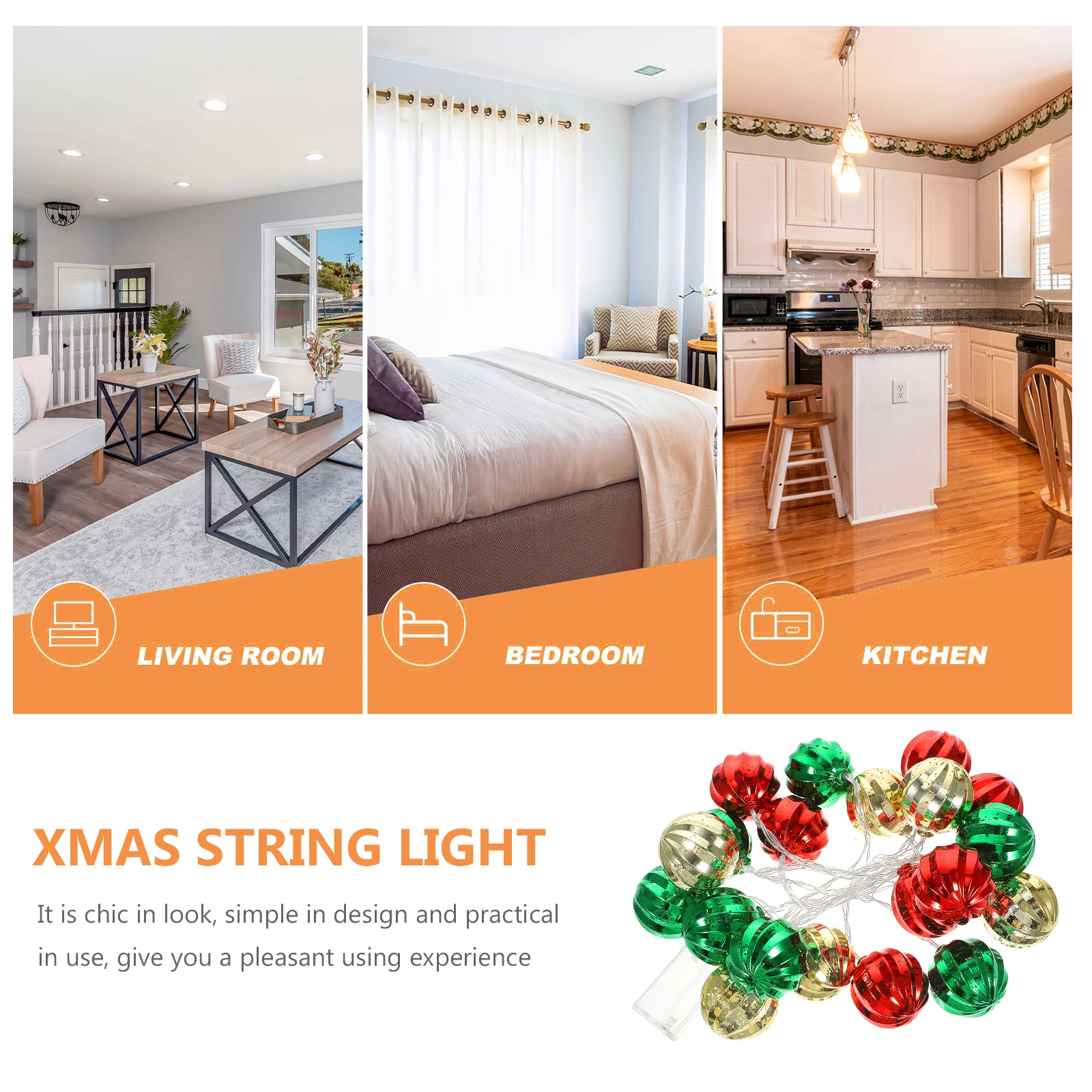 

Exquisite Christmas Ball Fairy Light Decorative String Lights for Home Bedroom Xmas Gift Warm Ambiance Lights Xmas Fairy Light