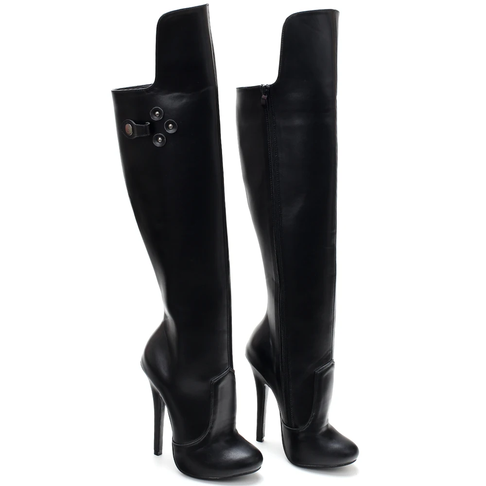 5 Inch High Heel Stretch Sexy Pinup Vintage Fetish Unisex Drag Queen Knee High Boots