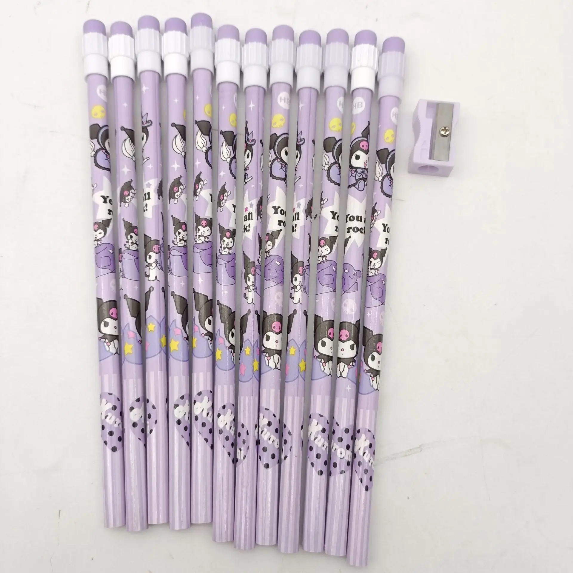 Anime Hello Kitty Kuromi 12-Pack Pencils My Melody Cinnamoroll Creative HB Writing Pencils Students Barrel Set with Eraser view 4