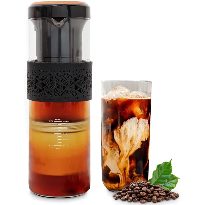 Instant Cold Brew Coffee Maker   Fast Iced Coffee in 15 Minutes   Rechargeable Battery  BPA-Free Glass Pitcher  Perfect Cold