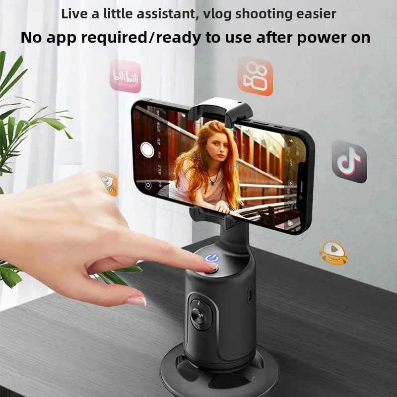 Smart AI Face Recognition 360° Mobile Phone Cloud Platform TikTok Live Selfie Panoramic Follow-Up Anti- Shake Camera Mount