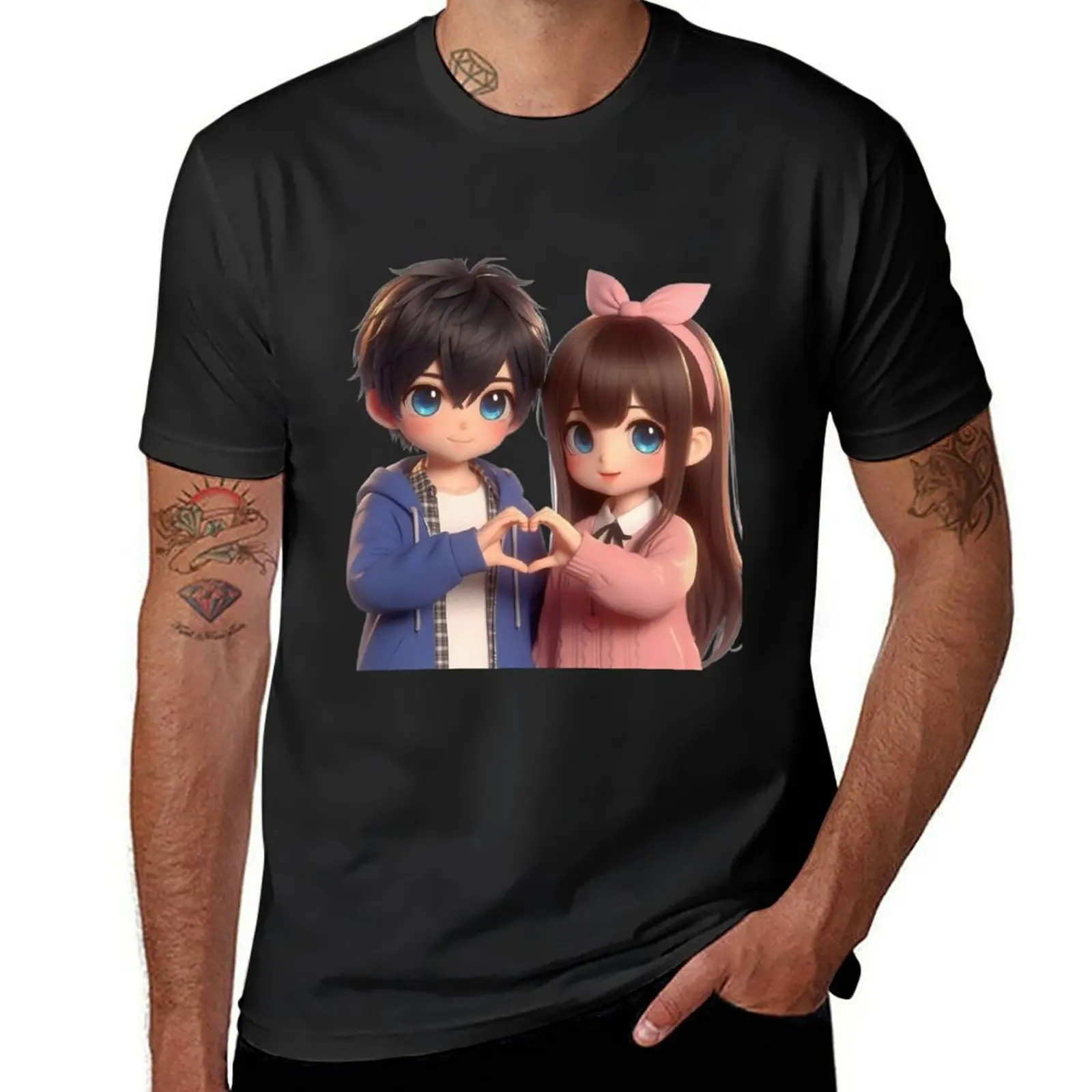 

YOU & ME T-Shirt anime clothes heavyweights funnys boys whites mens t shirts casual stylish