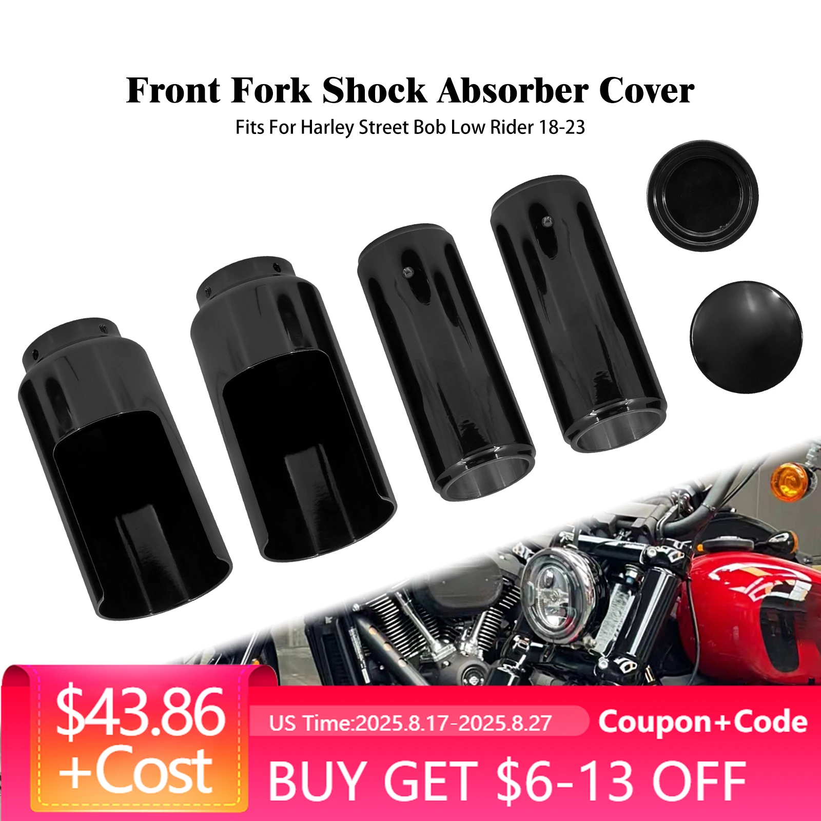 

Motorcycle Front Upper Lower Fork Cover Kit Black Shock Absorber Cover For Harley Softail Street Bob FXBB Low Rider FXLR 2018-23