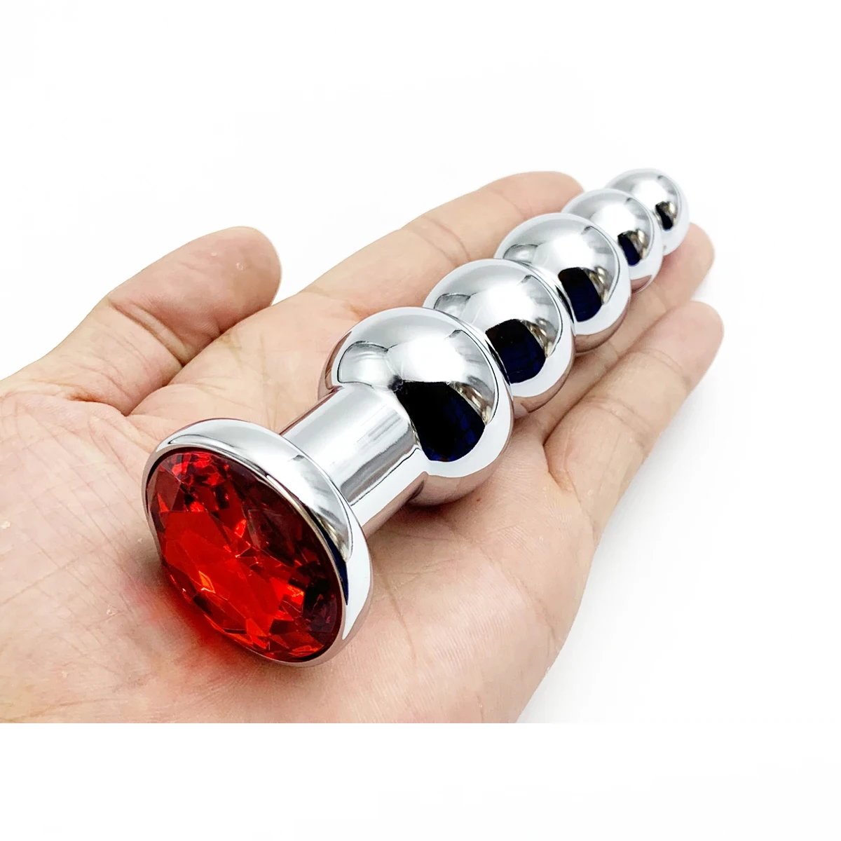 Stainless Steel Prostate Massage Butt Plug Heavy Anus Beads with 5 Balls Sex Toys for Men/ Women/Gay Metal Anal Plugs