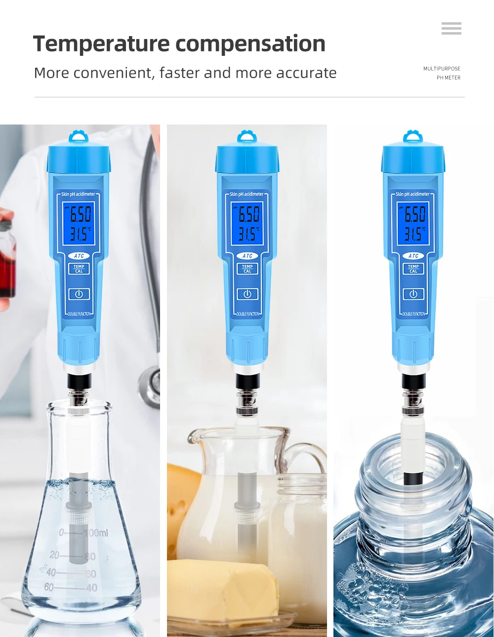 

PH-6118 Acimeter pH кожи 2 в 1, тестер PH кожи, PH-метр, автоматическое калибрование с подсветкой для лаборатории мяса, фруктового молока, скидка 40%