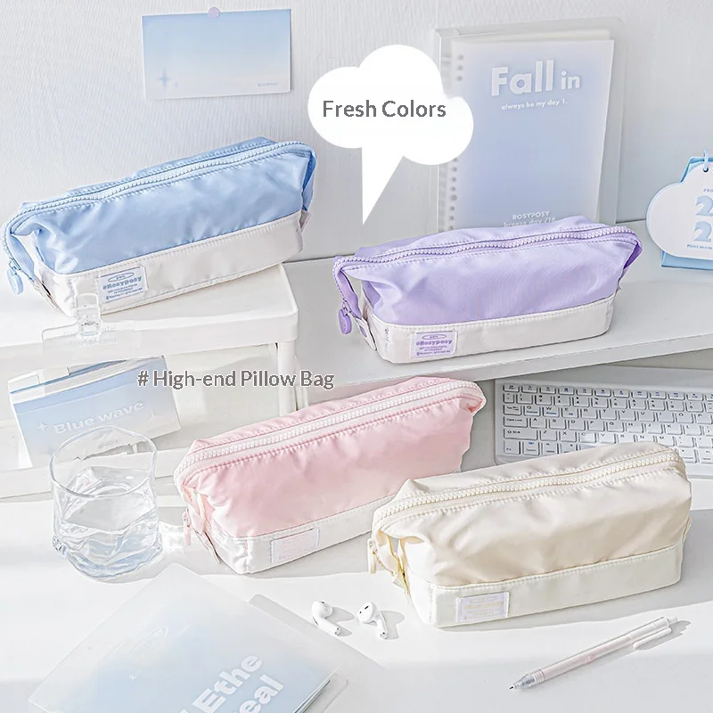 RosyPosy Pencil Case 2.0 Version Foldable Ins Style Large Capacity Stationery Organizer Bag With Side Clip Portable For Students