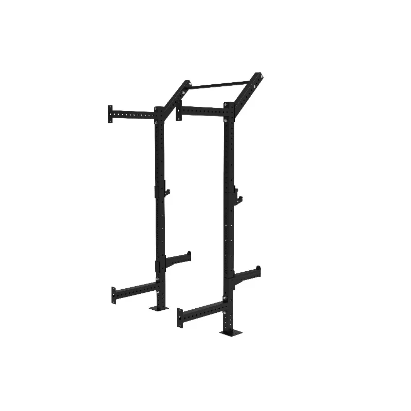 Wall-Mounted Foldable Power Rack - Space-Saving Fitness Equipment with Integrated Pull-Up Bar