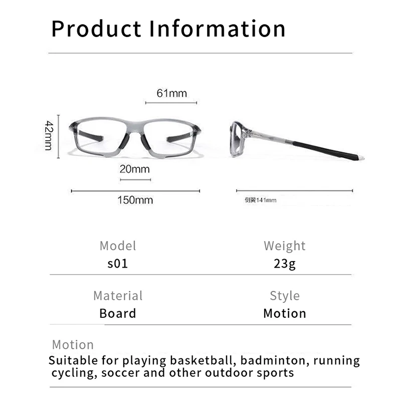 MOMOJA 2025 Men\'s TR90 Sports Glasses, Fashionable Outdoor Casual Glasses, High Quality Versatile Prescription Glasses S01