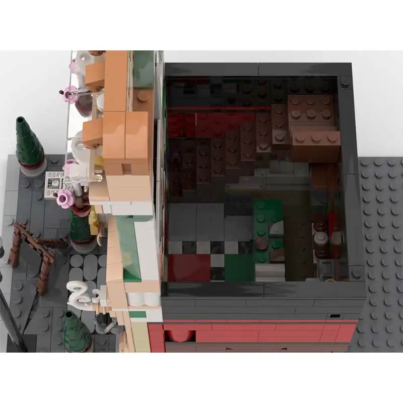 Stadt Modulare Französisch Café MOC Bausteine Architektur Modell Technologie Ziegel Montage Spielzeug Sets kinder Weihnachten Geschenke