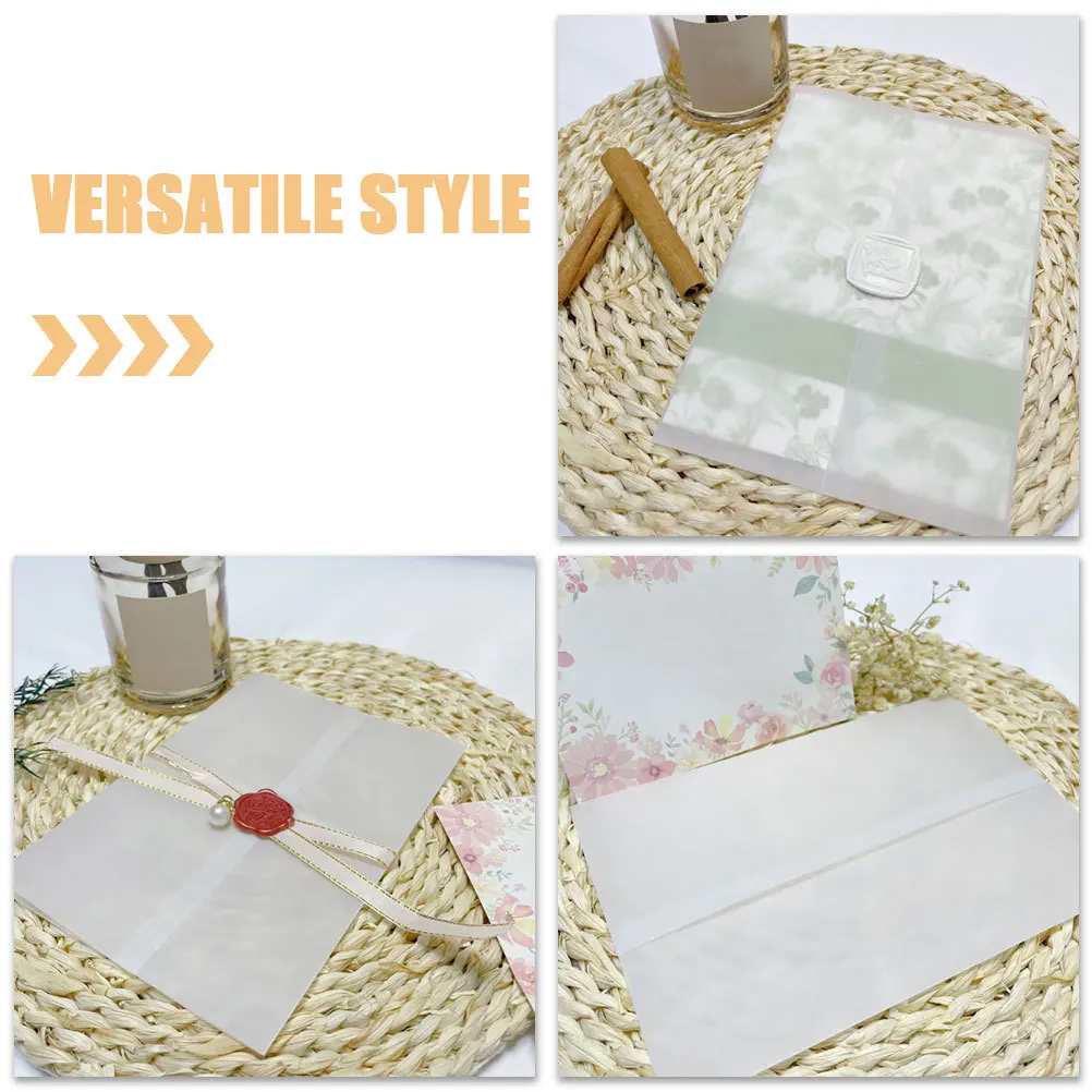 30Pcs Invitation Envelopes Set with Translucent Liners Craft Paper Wedding Card Envelopes Wraps for Formal Events