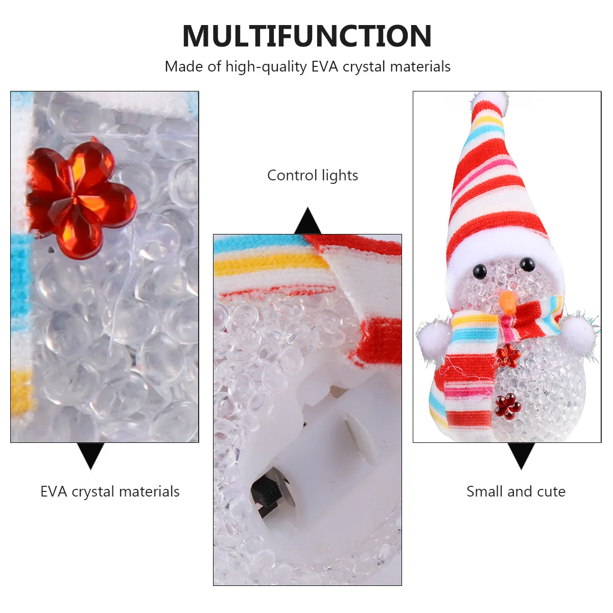 2 pièces LED cristal bonhomme de neige lumière noël bonhomme de neige veilleuse couleur changeante noël nuit lampe cristal bonhomme de neige lampe