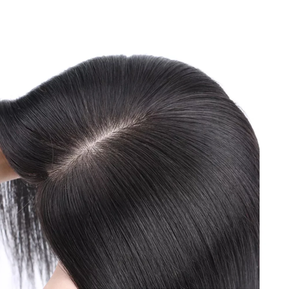 Pronto per la spedizione Topper per capelli umani europei Mono Hair Topper mano legato monofilamento pezzo di capelli umani per le donne per la caduta dei capelli