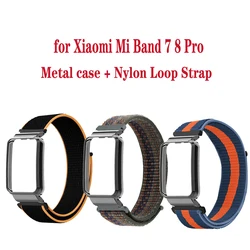 Strap + Metal Case For Xiaomi Mi Band 8 7 Pro Bracelet Nylon Watchband for mi band 8pro Watch Strap Case for mi band 7pro Correa