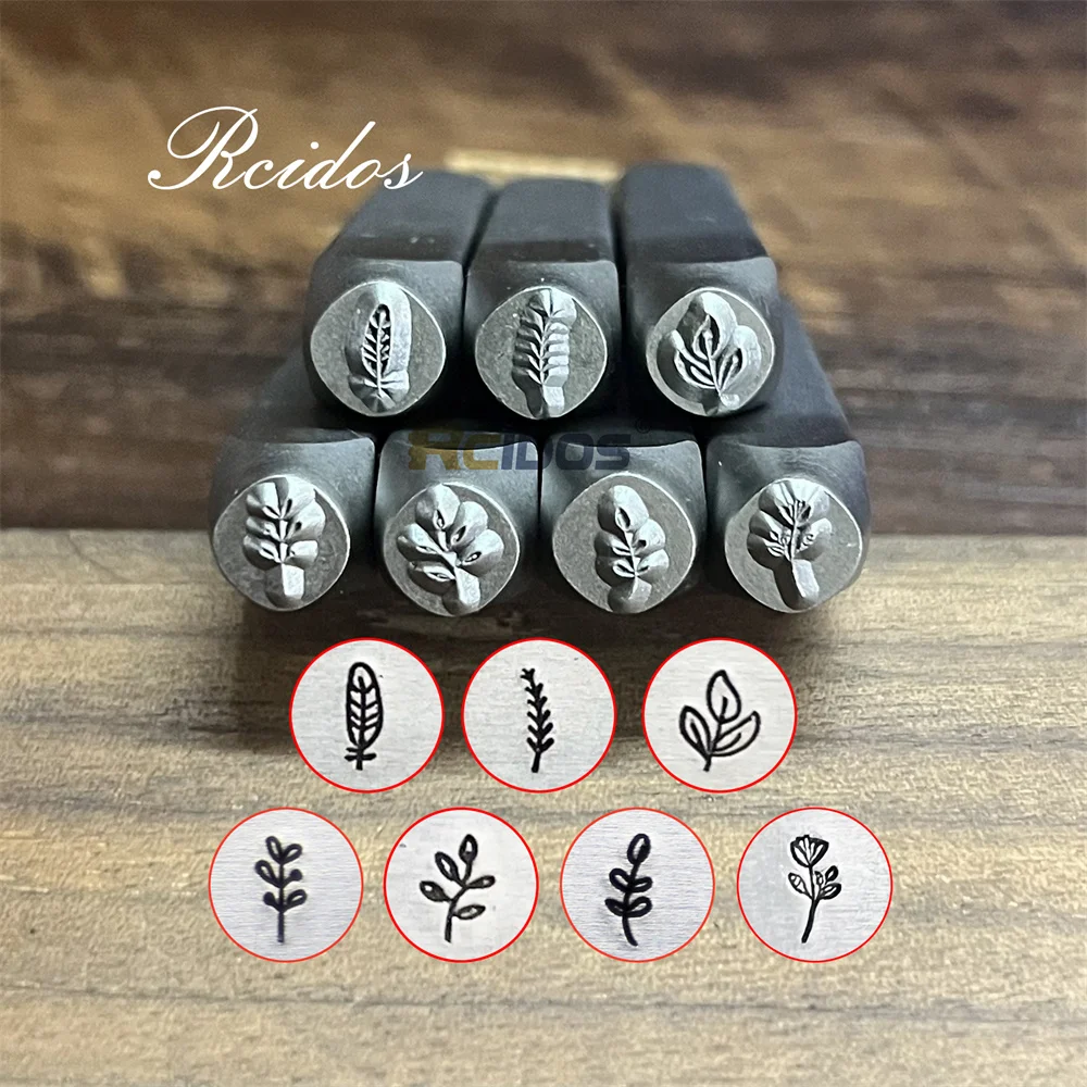 RCIDOS 6MM Tree Leaf Flower Design Metal Jewelry Stamps,DIY Bracelet/jewelry symbols steel stamp,1pcs price