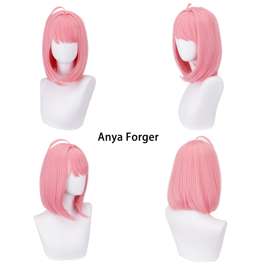 أنيمي جاسوس × فاميلي أنيا فورجر تأثيري الشعر الاصطناعية 14 بوصة الوردي بوب هالوين كرنفال حفلة يومية ارتفاع درجة الحرارة الألياف شعر مستعار