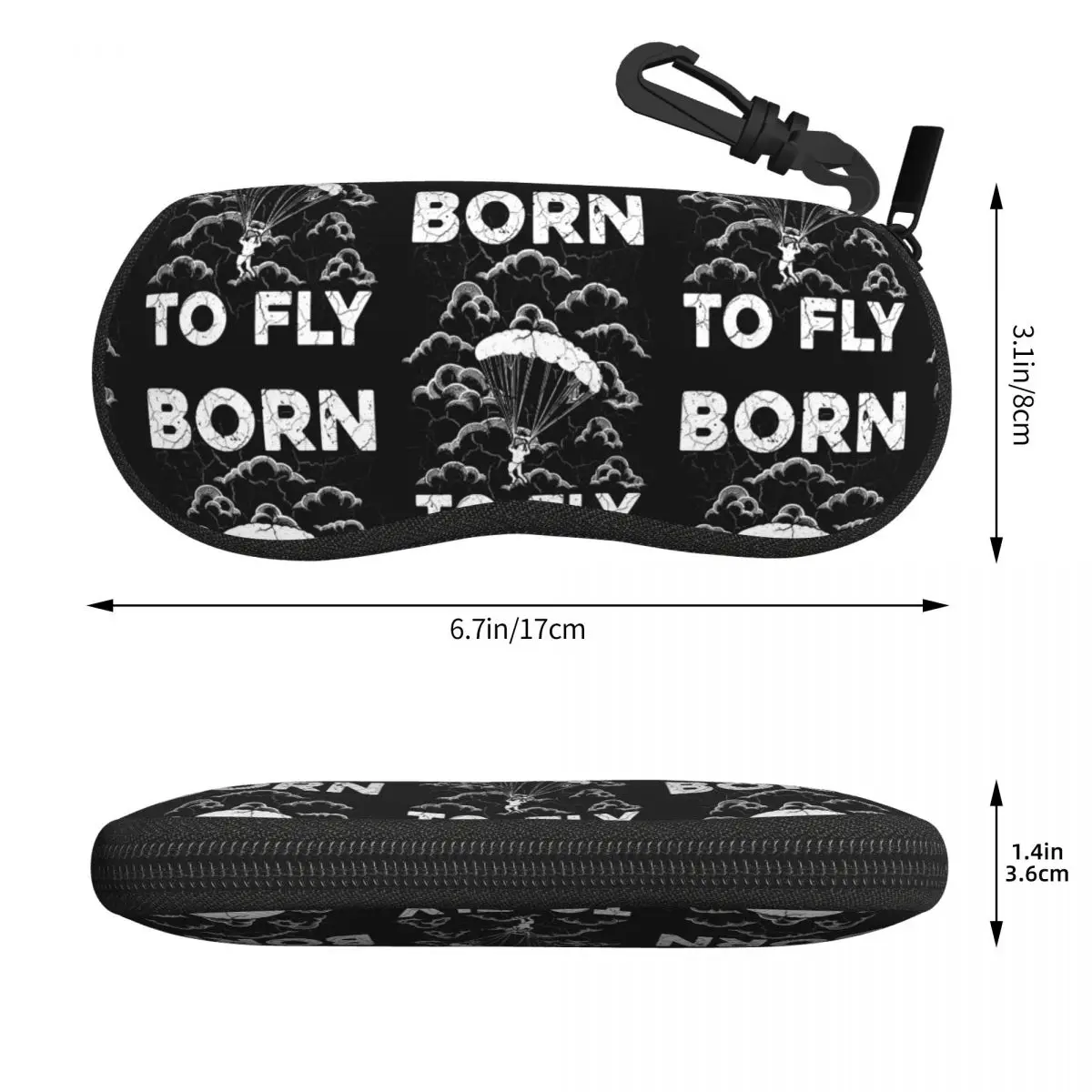 Custom Born To Fly Paraglider Eyeglass Glasses Case Women Men Soft Paragliding Skydiving Sprort Sunglasses Protective Bag