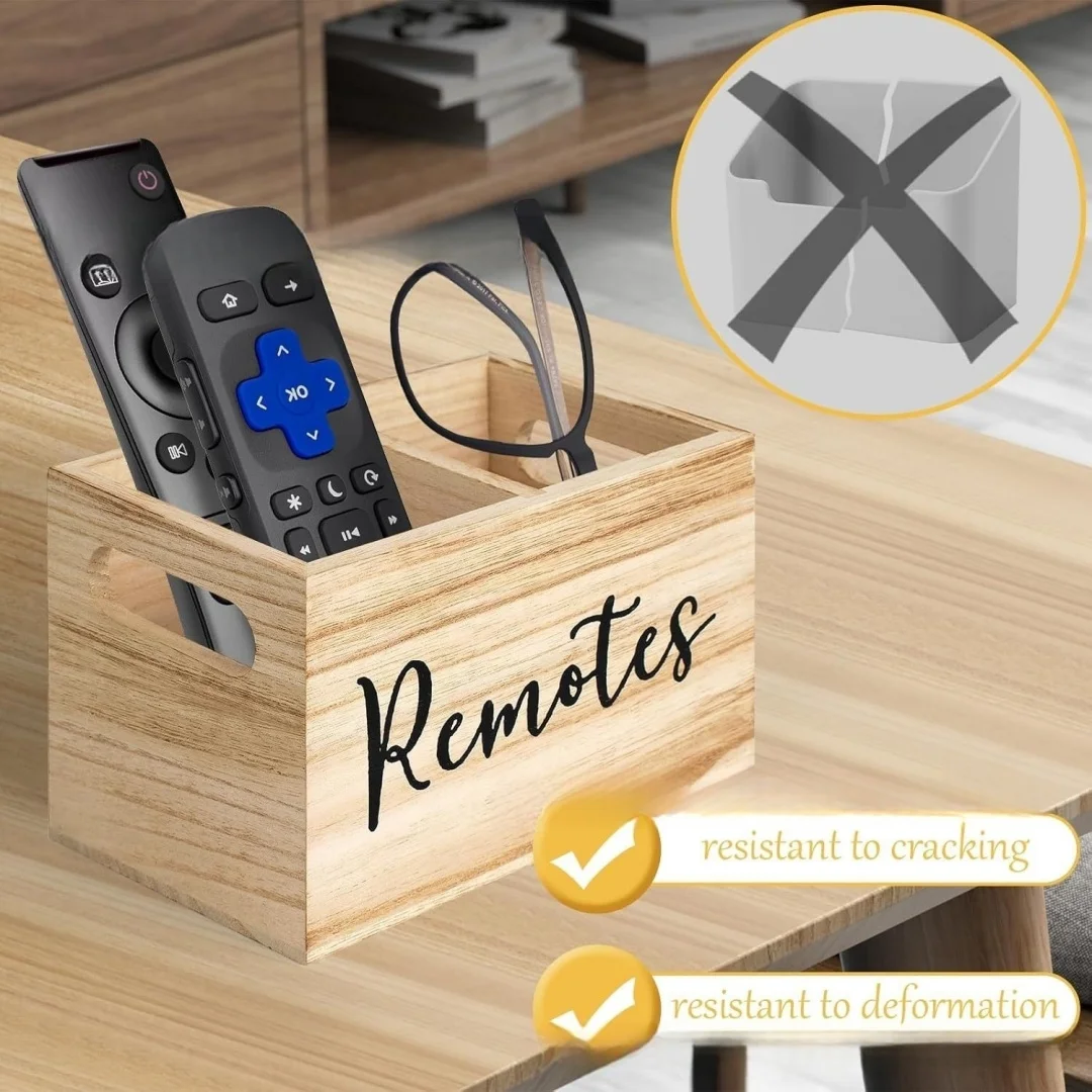 Wooden Remote Control Multifunctional Desktop Organizer For Nightstand Countertop TV Remotes Phone Home Table Decor Gift
