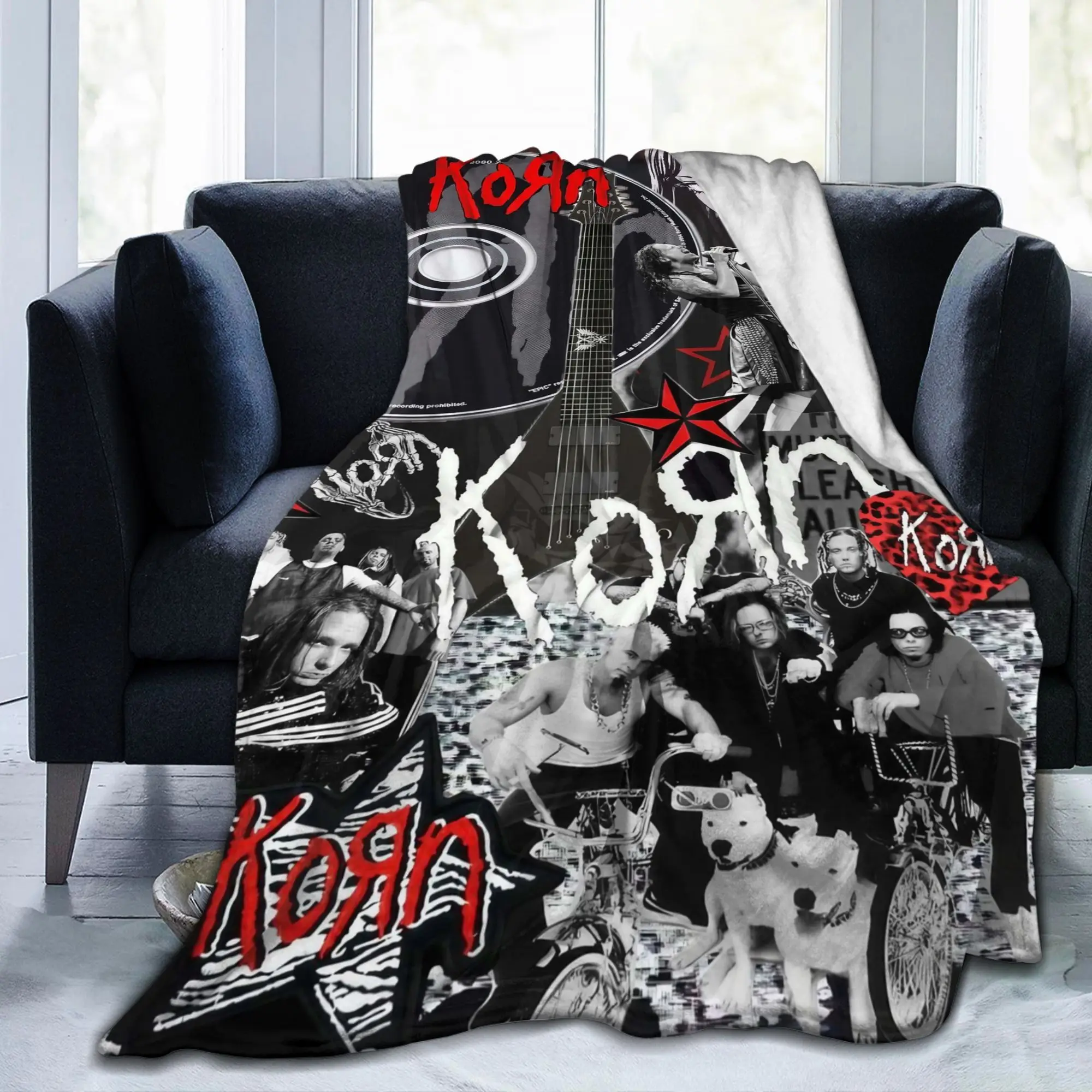 Korns Metal Collage Blanket Music Rock Fleece Awesome Soft Throw Blanket for Home Restaurant All Season