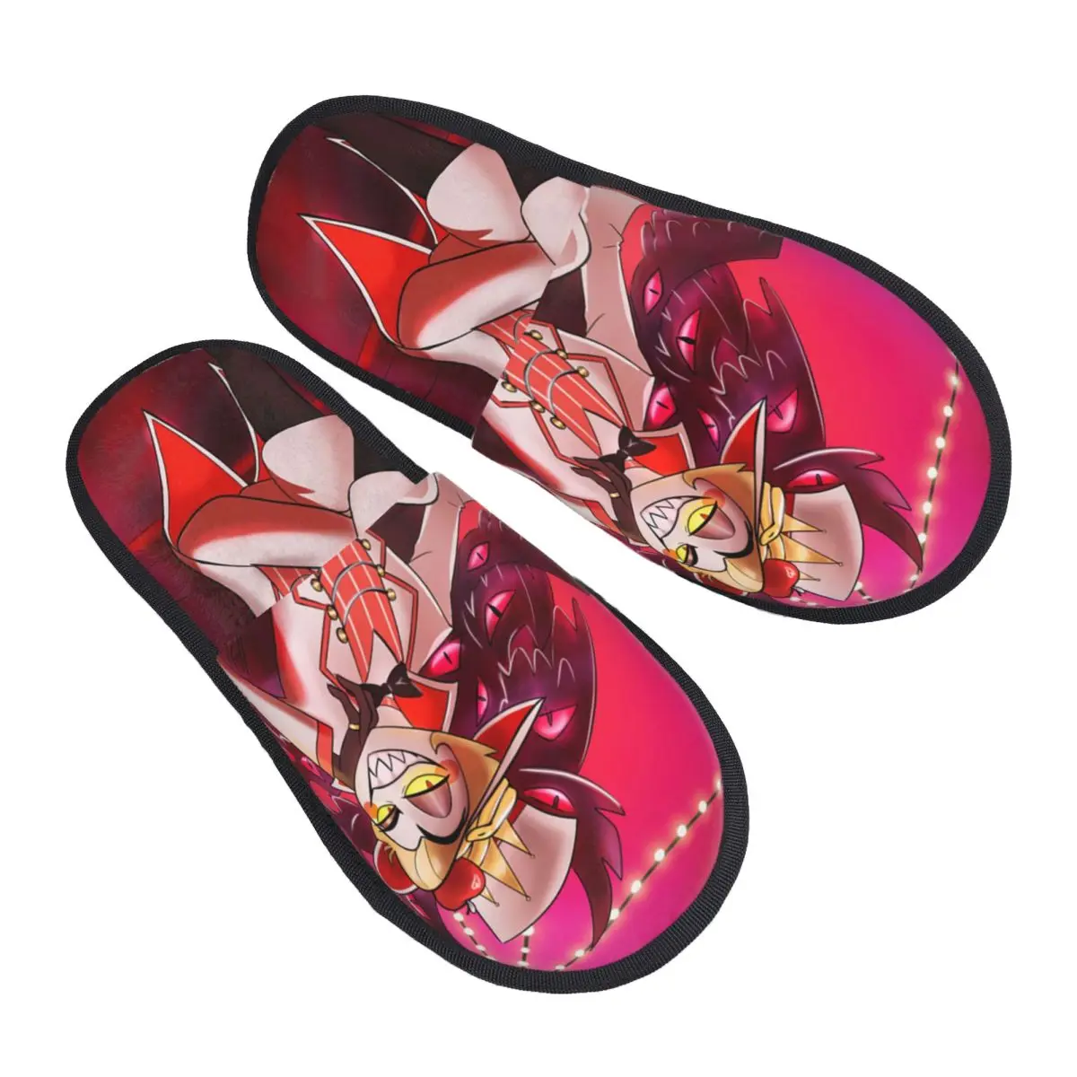Zapatillas de casa de Hotel con animación de Anime Hazbins para mujer con estampado personalizado, pantuflas mullidas de espuma viscoelástica cálidas y acogedoras, zapatos para interiores y exteriores