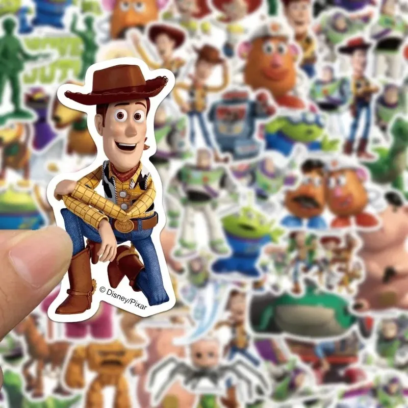 50 sztuk śliczne Disney Anime Toy Story naklejki Buzz Lightyear Woody naklejki DIY Laptop telefon księga gości naklejka z motywem kreskówkowym zabawki dla dzieci