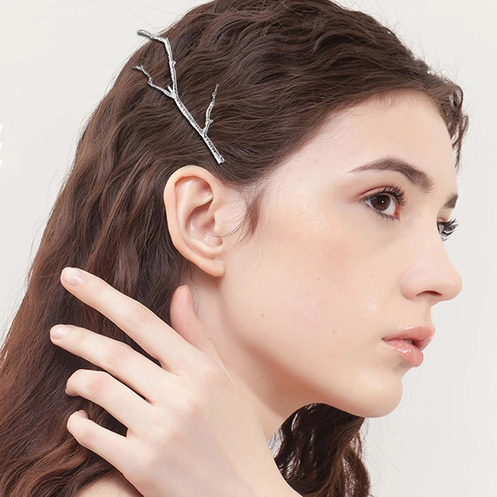 

6pcs Metal Hairpin Accessories Branch Shaped Women Clip Elegant Alloy Barrette for Girls Prom Party HairDecoration