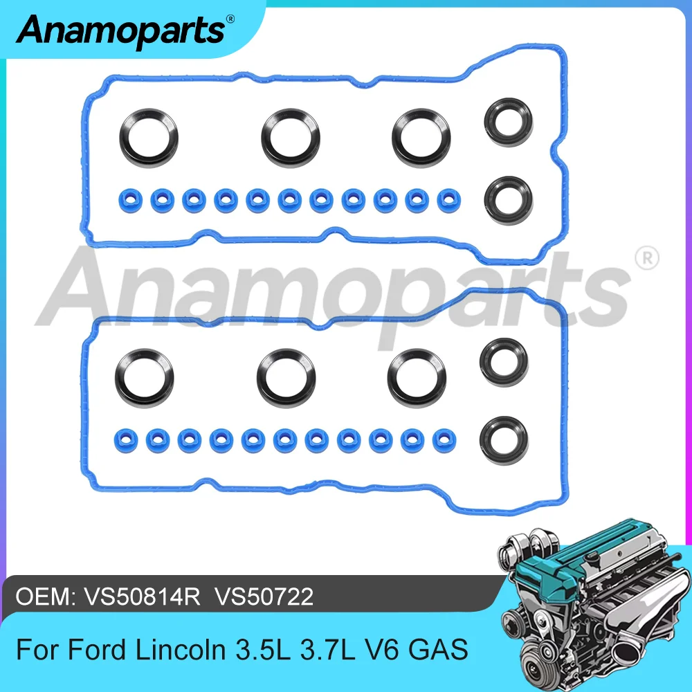 Piezas de motor junta protectora de válvula compatible con 3,5 3,7 L T V6 GAS para Ford F-150 Edge Explorer Lincoln MKS MKT MKZ 3,5 3.7L 11-20 VS50814R